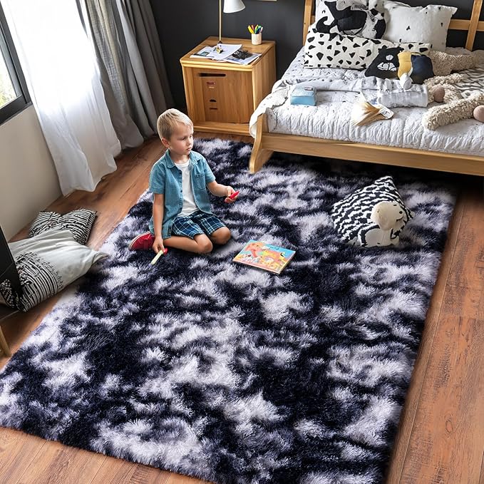 Black and White Rug for Living Room, 9x12 Area Rug for Bedroom, Bedside Indoor - Image 8