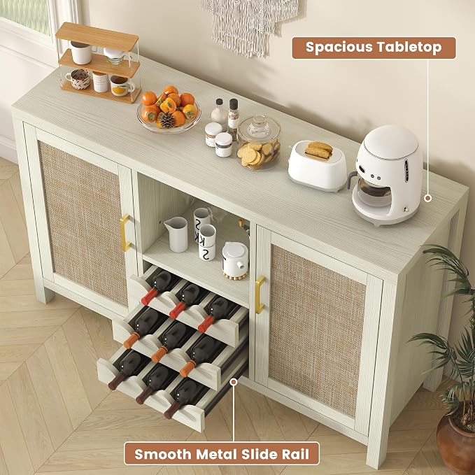Rattan Wine Bar Cabinet, Boho Rattan Home Bar - Image 5