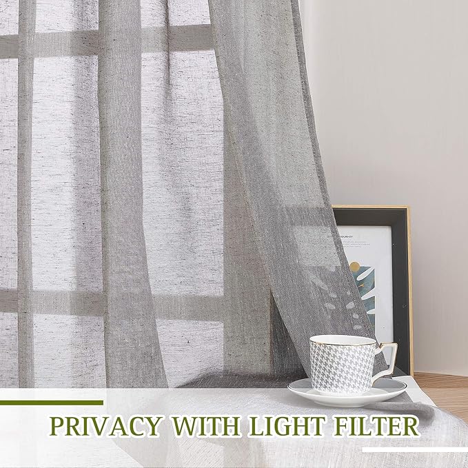 NICETOWN Charcoal Grey Living Room Curtains 84 inch Long, Grommet Linen Blend - Image 3