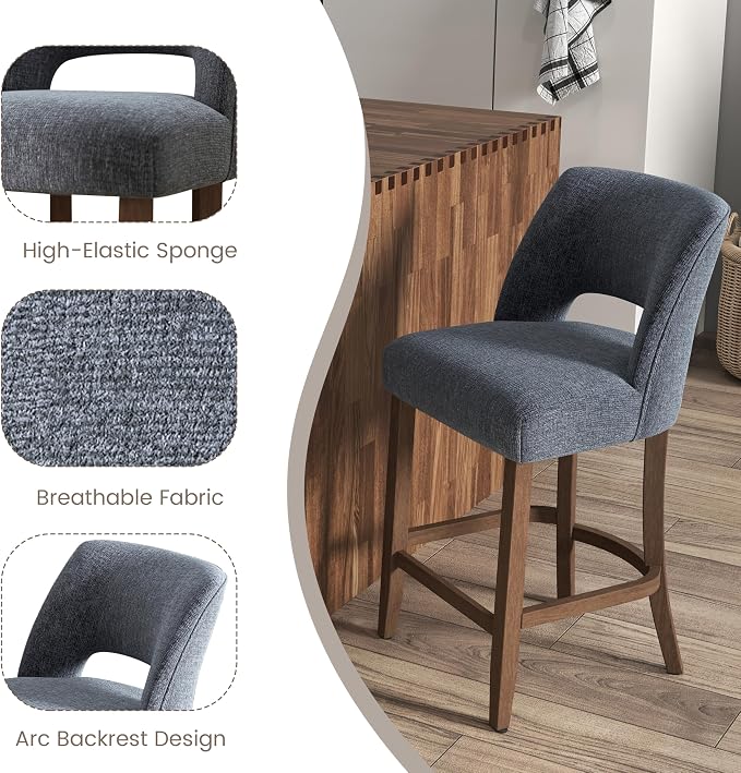 VKNOW Bar Stools Set of 6, Modern Counter Stools - Image 8