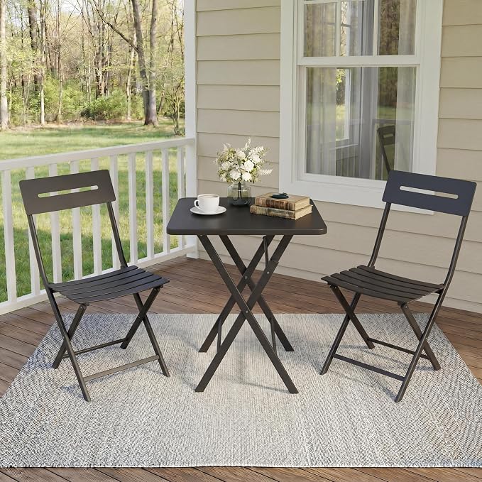 GarveeTech 3-Piece Folding Bistro Set, Heavy Duty Outdoor Patio Furniture - Image 9