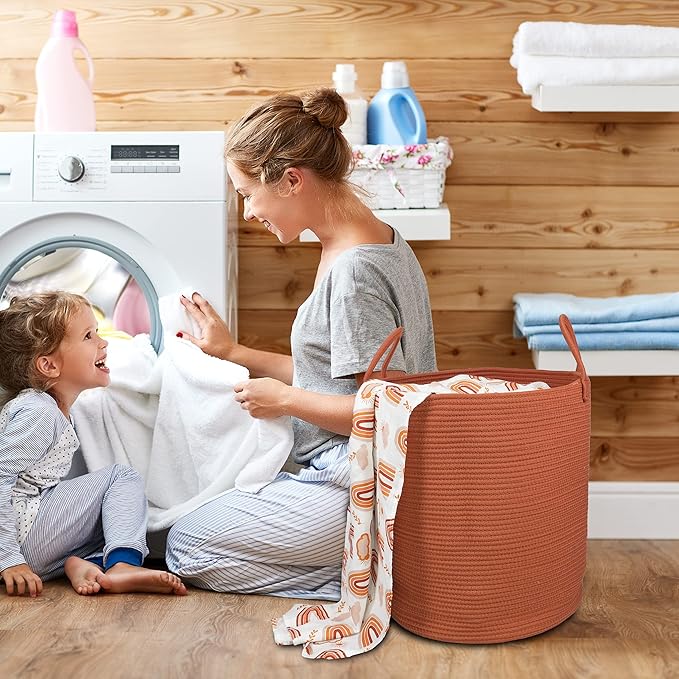 XUANGUO Cotton Rope Laundry Basket Hamper - Image 4