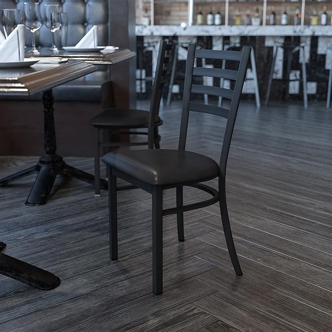 Flash Furniture HERCULES Series Black Ladder Back Metal Restaurant Chair - Image 2