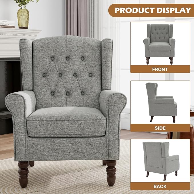 Mid-Century Modern 2-Piece Wingback Chair Set - Image 3