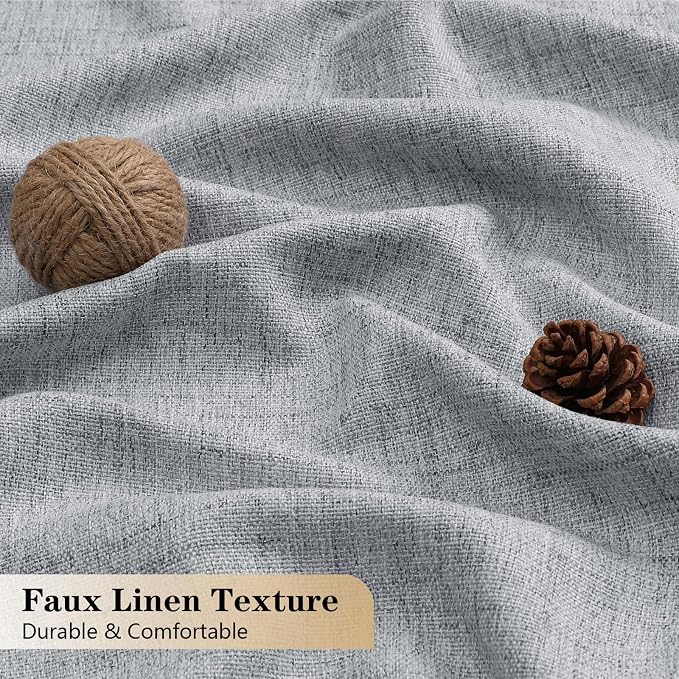 OVZME Grey Valance for Windows, Light Filtering Faux Linen Textured Small Short - Image 4