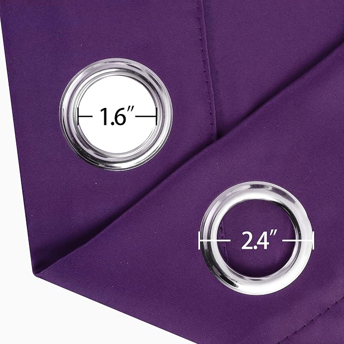 LEMOMO Purple Thermal Blackout Curtains/52 x 54 Inch/Set of 2 Panels Room - Image 6