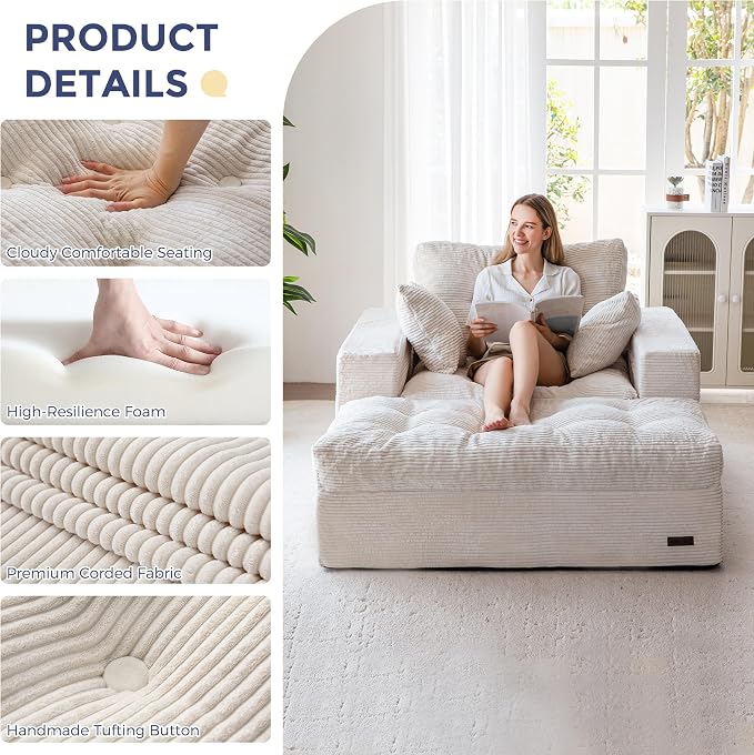 MAXYOYO Sectional Sofa Couch and Chaise Lounge, L Shaped Modern Cloud Couch - Image 5