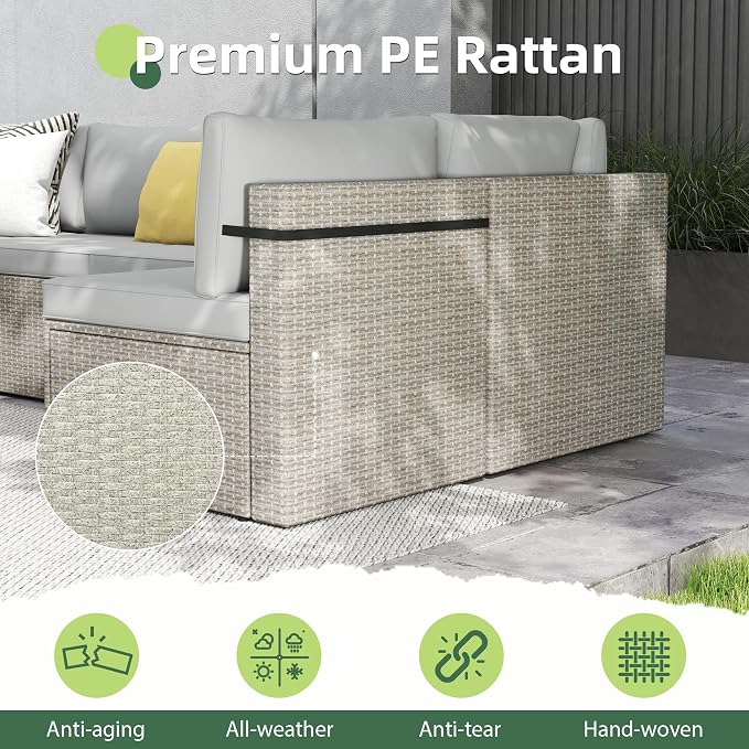 7-Piece Outdoor Sectional Sofa Set, Weather-Resistant Patio Furniture Set - Image 5