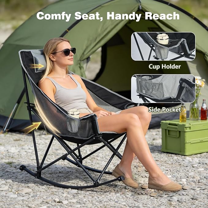 SUNNYFEEL Oversized Rocking Camping Chair, Fully Padded Patio Chair - Image 4