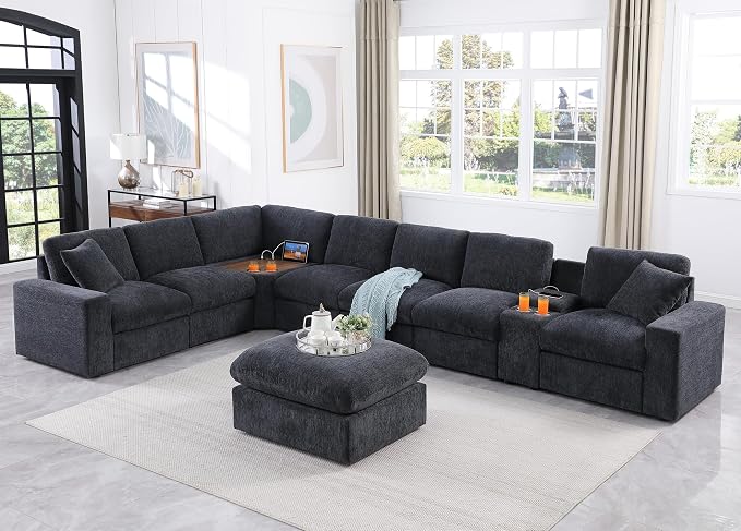 Ball & Cast 157" Oversized Modular L-Shaped Sectional Sofa, Large Chenille by BallCast