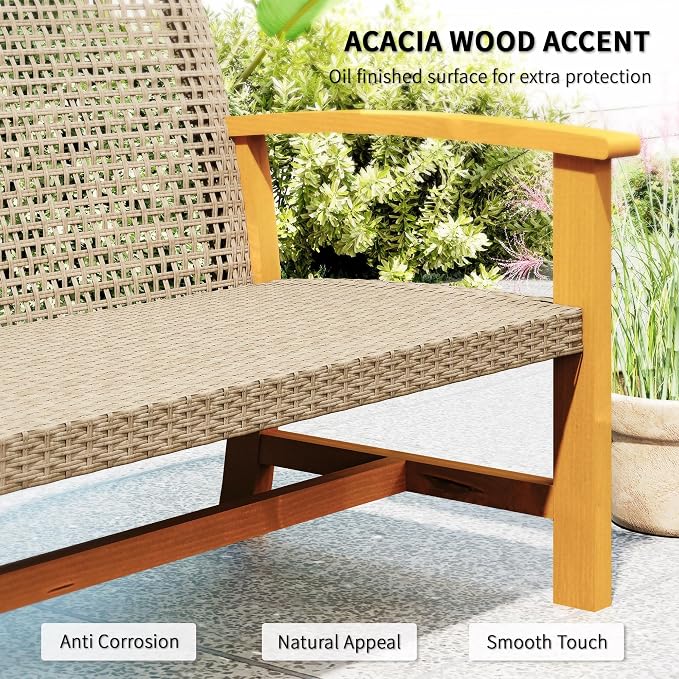 Outsunny Wicker Outdoor Couch, 3-Seat Rattan Outdoor Patio Sofa, 1000 lbs. - Image 6