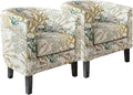 BELLEZE Living Room Chairs Set of 2, Linen Round Accent Barrel Chairs, Club Tub by BELLEZE