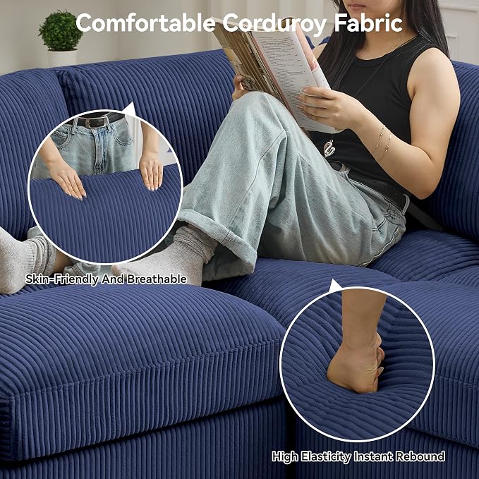 87.5'' L Shaped Modular Sectional Sofa, 3 Seater Cloud Couch - Image 4