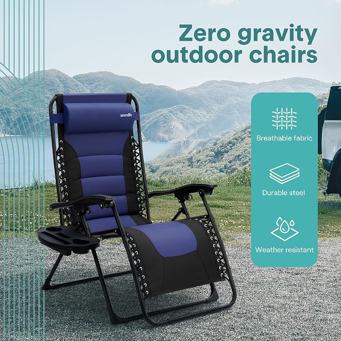 SereneLife Oversized Padded Zero Gravity Lounge Chair, Foldable Outdoor Patio - Image 8