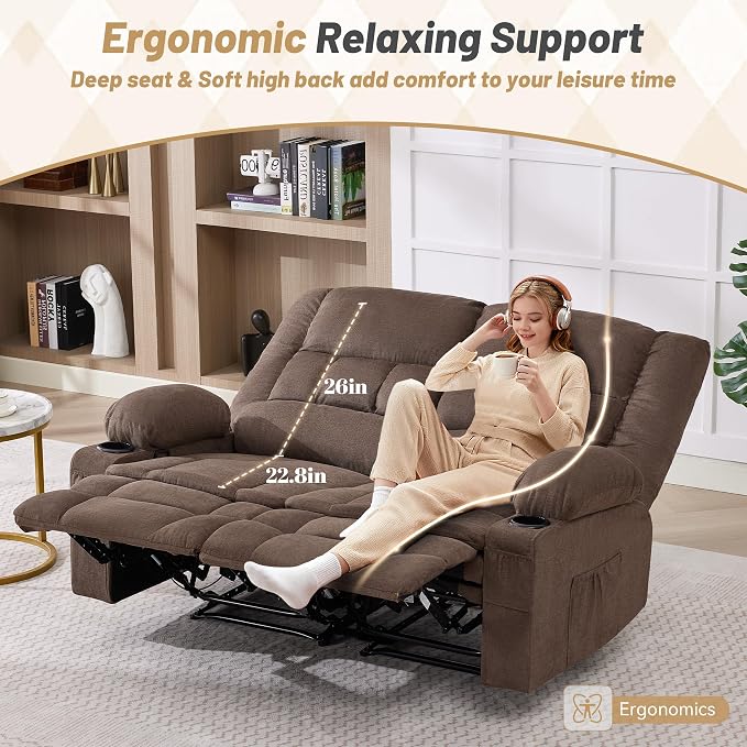 Loveseat Recliner Sofa, Big Large Reclining Sofa - Image 4