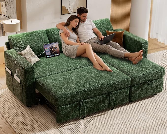 Sunny Heart 82" L Shaped Sectional Sleeper Sofa Bed by SunnyHeart