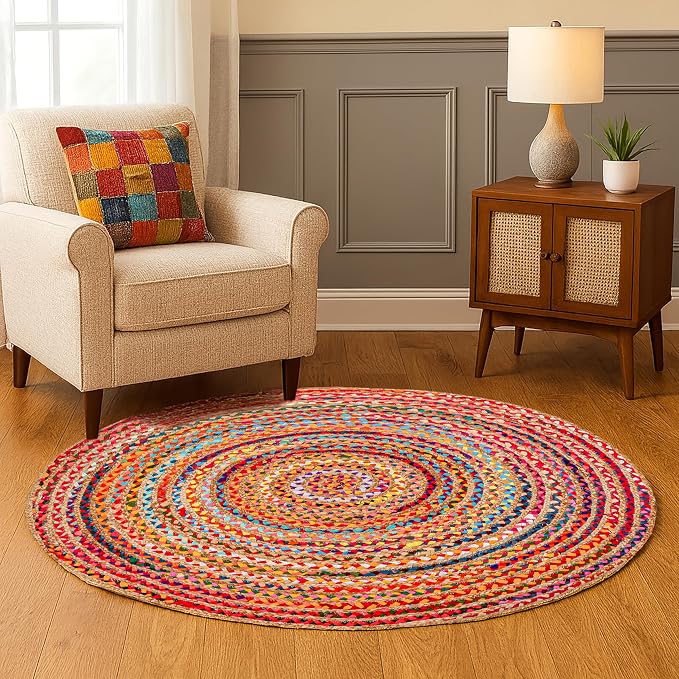 Hausattire Bohemian Braided Rug 4' Round by Hausattire