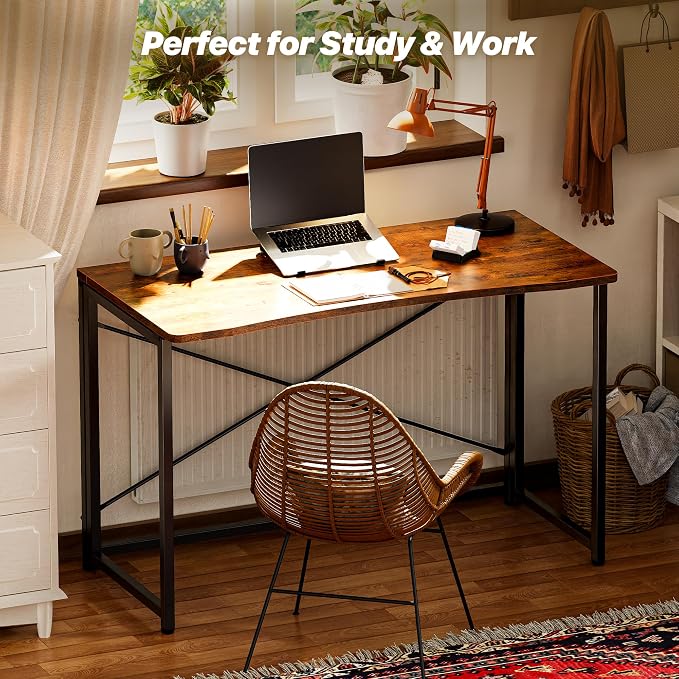 Huuger Folding Desk for Small Spaces, 39.3 Inch Foldable Computer Table - Image 8