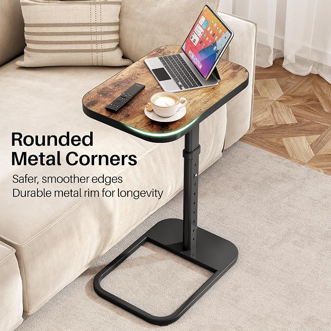 Kitstorack TV Tray Table, Adjustable Height & Flip-Top & Rounded Metal Corners - Image 4