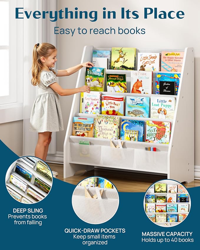 SEIRIONE Sturdy Kids Bookshelf, 4-Tier Book Shelf - Image 5