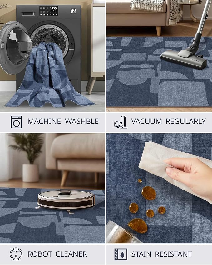 Latte&Fog 3x5 Entryway Rug Indoor, Modern Abstract Washable Area Rug, Boho Non - Image 5