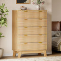 BORNOON 46" Tall Dresser for Bedroom, 6-Drawer Fluted Chest of Drawers by BORNOON