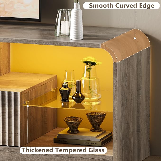 TV Stand for 60/65/70 Inch TVs, Modern Curved TV Console - Image 6