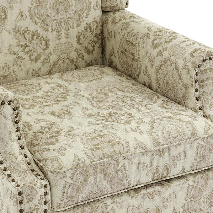 Pia Ricco Set of 2 Floral Accent Chairs, High Back Upholstered Armchairs - Image 5
