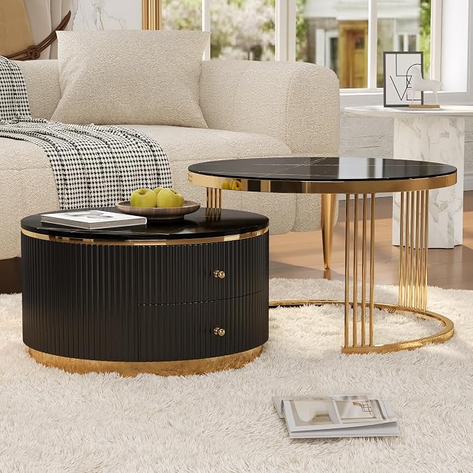 Merax 2-Piece Round Nesting Coffee Table Set by Merax