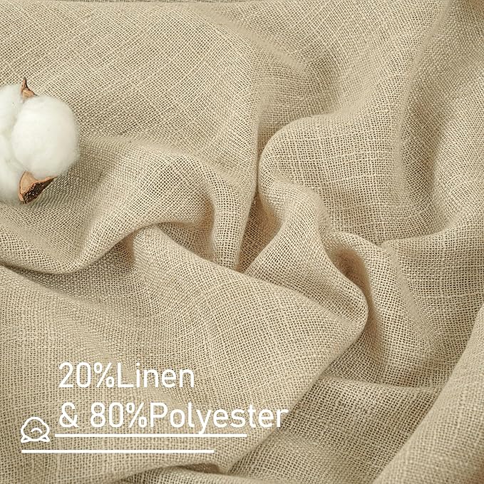 LAMIT Natural Linen Curtains for Living Room, 80 inch Length Light Filtering - Image 2