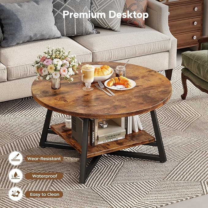 Round Coffee Table, Small Circle Coffee Table - Image 6