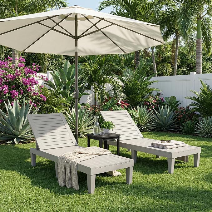 Lounge Chair Outdoor, High-Impact PP 5 Position Adjustable Tanning Chair - Image 7
