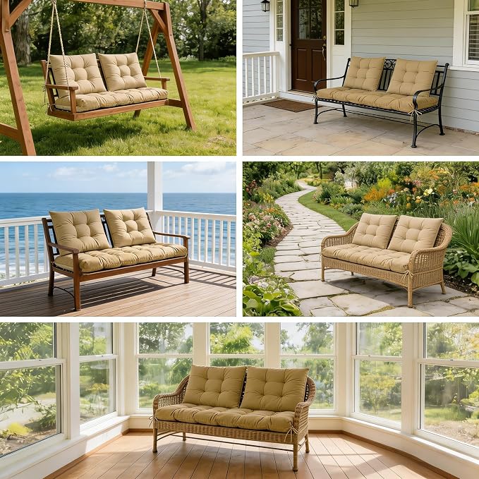 3 Pcs Wicker Chair Cushions Patio Loveseat Chaise Cushion Set - Image 6