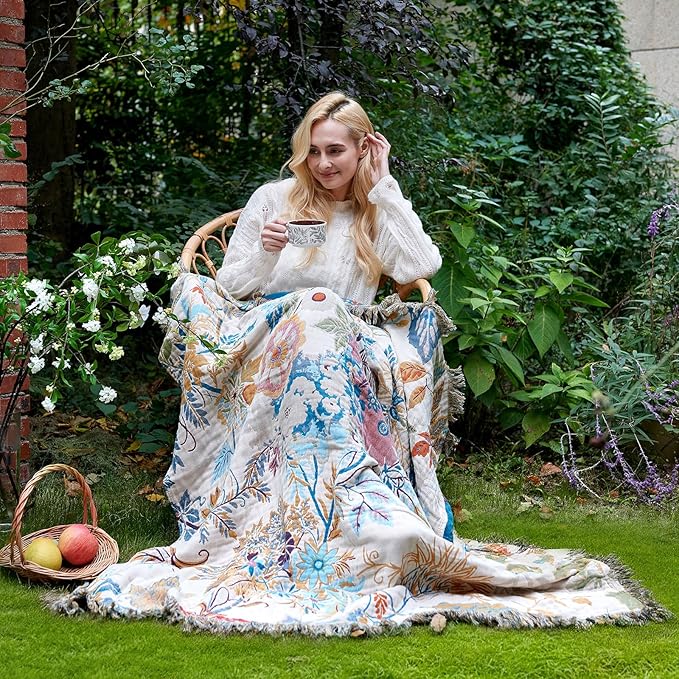 LUTBM Boho Throw Blanket for Bed Cotton Summer Blankets Twin Size for Bedroom - Image 5