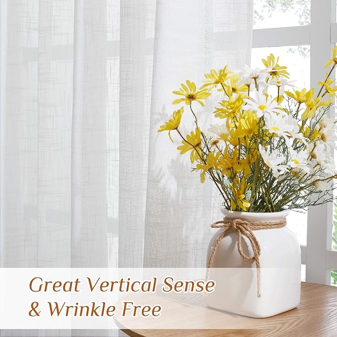 NICETOWN White Sheer Curtains for Living Room Extra Long 95" L, Rod Pocket & - Image 4