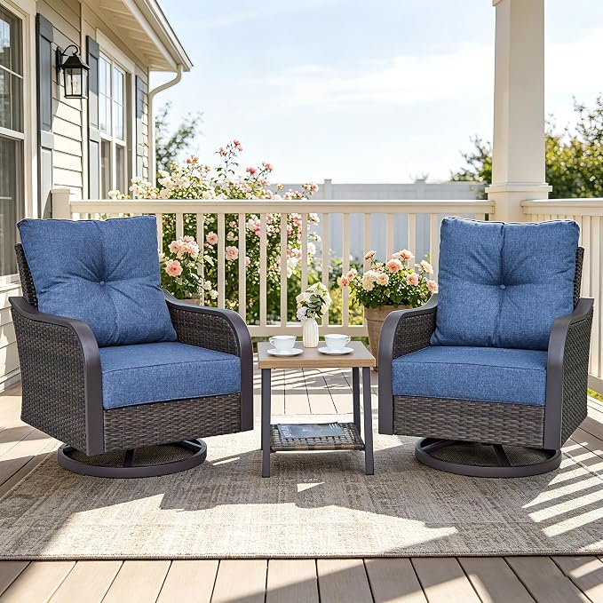 Outdoor Swivel Rocker Chairs, Wicker Swivel Rocking Chairs by COMLAXFIELD