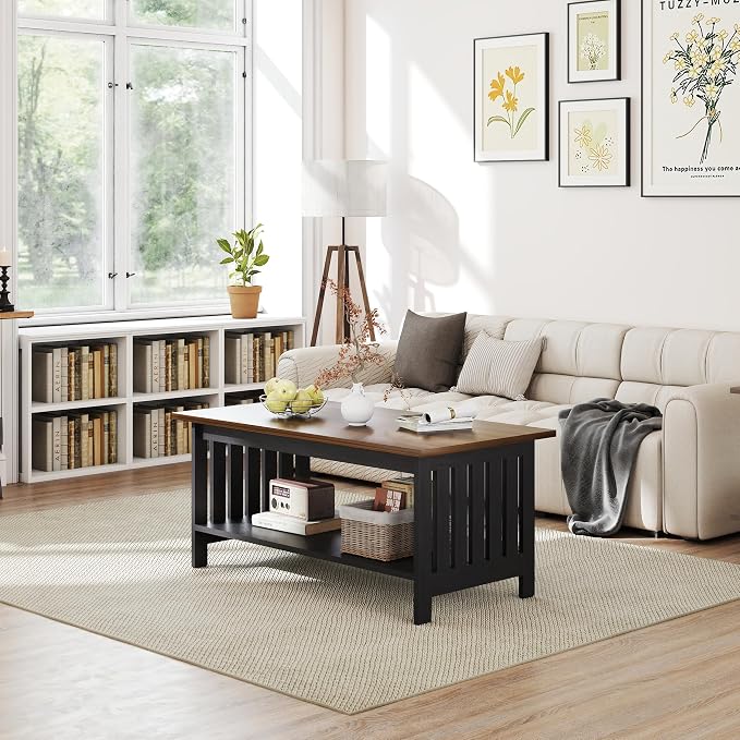 YOSHOOT 39.4" Farmhouse Coffee Table - Image 7