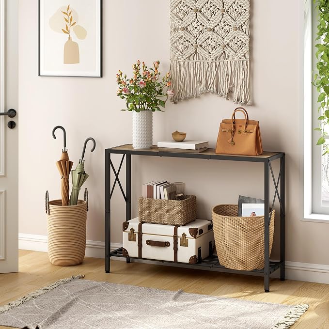 Tajsoon Console Table 41.8”, 2-Tier Industrial entryway Table, Narrow Sofa Table - Image 7