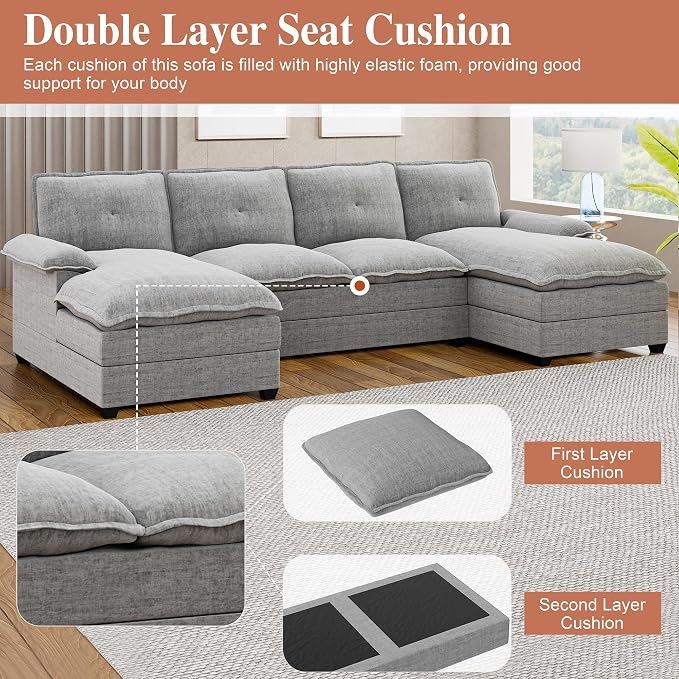 110" U-Shaped Sectional Sofa - Image 5