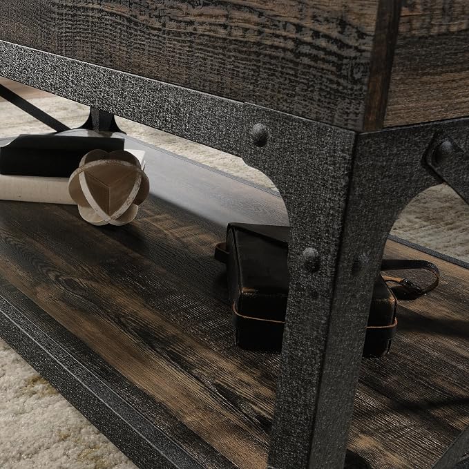 Industrial Lift Top Coffee Table 41 in, Wood Living Room Table - Image 8