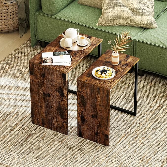 Giantex Nesting Coffee Table Set of 2, Rectangular Stackable Side Tables by Giantex