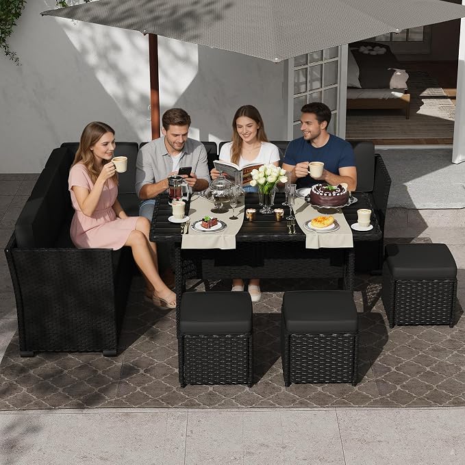 KIGOTY 7 Piece Patio Furniture Set, Outdoor PE Wicker Rattan Outdoor Dining Set - Image 7