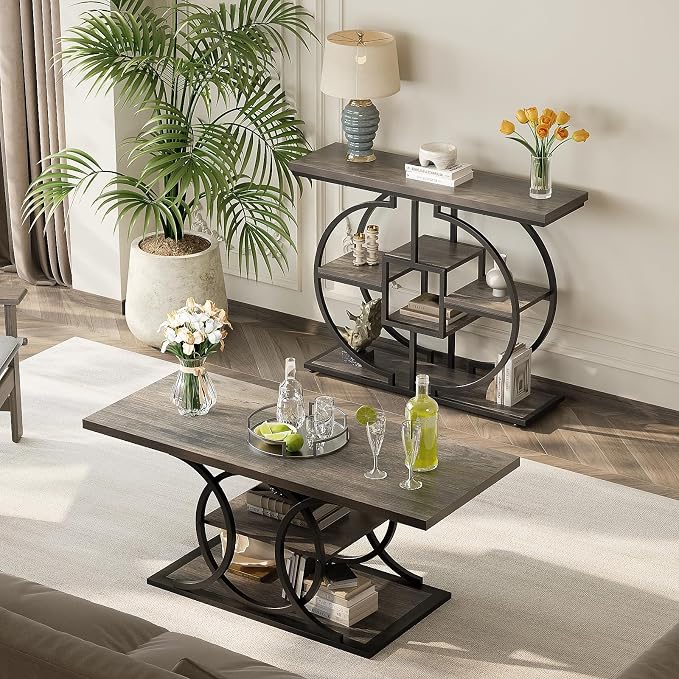 GiftGo Narrow Console Table for Entryway Industrial 4-Tier Sofa Table Behind - Image 5