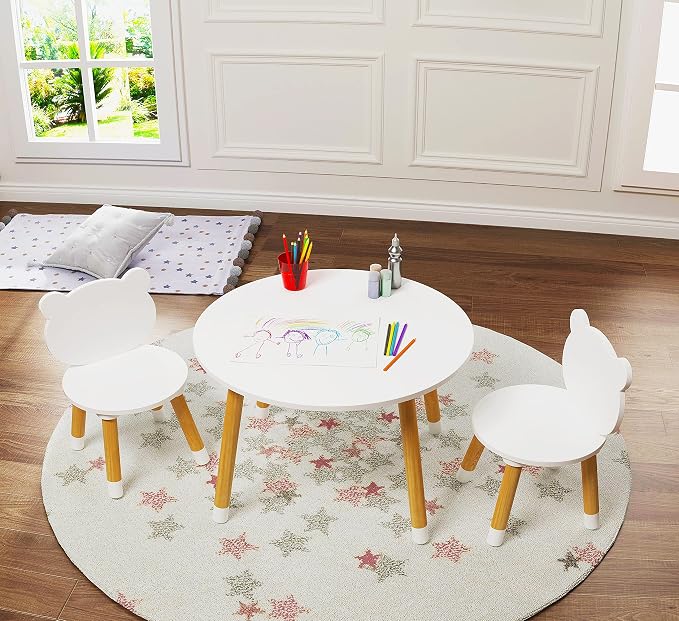 UTEX Kids Wood Table and Chair Set, Kids Play Table by UTEX