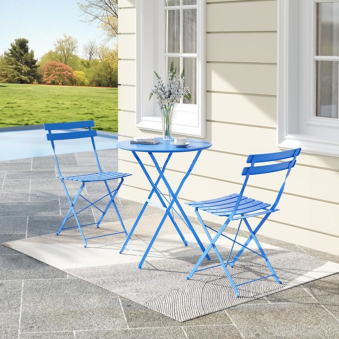 3-Piece Folding Bistro Set, Outdoor Patio Furniture Set - Image 7