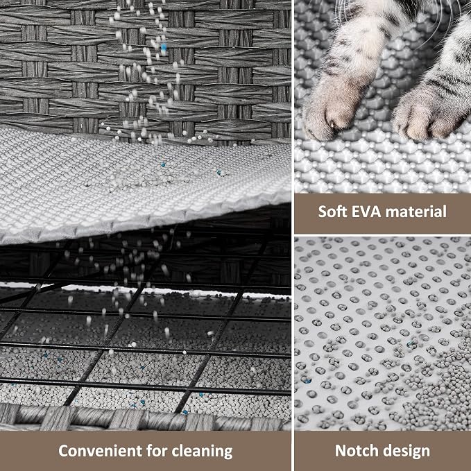 Cat Litter Box Enclosure with Soft Litter Mat; Hidden Kitten Washroom Furniture - Image 4