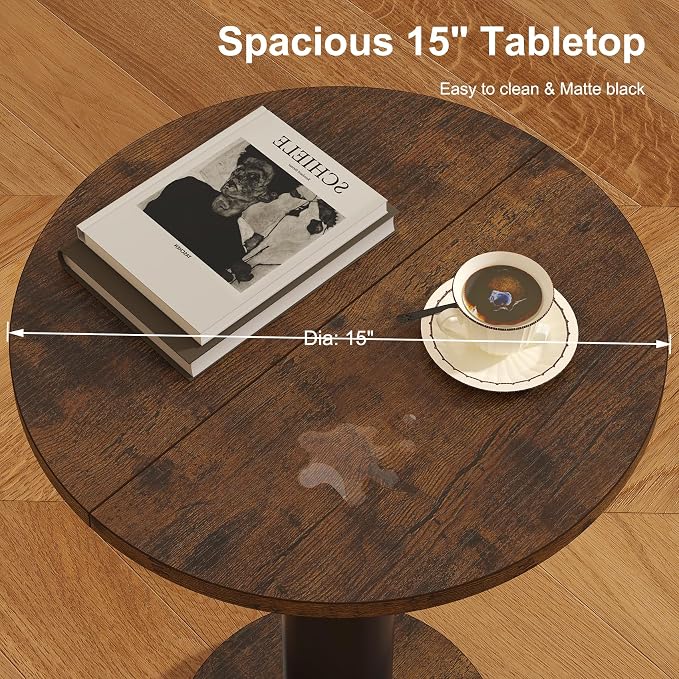 LAATOOREE Round Side Table, Accent Drink Coffee Table, Spacious Top, Thick - Image 5