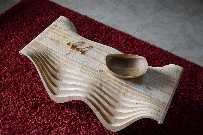 Pine Wood Living Room Coffee Table Organic Design Decor Furniture by Unknown