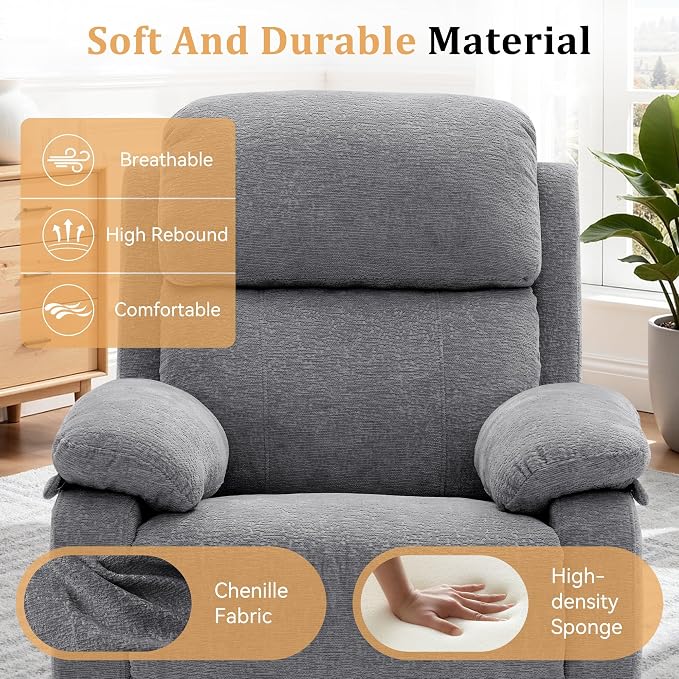 Korser Recliner Chair, 360 Swivel Rocker Chair - Image 6