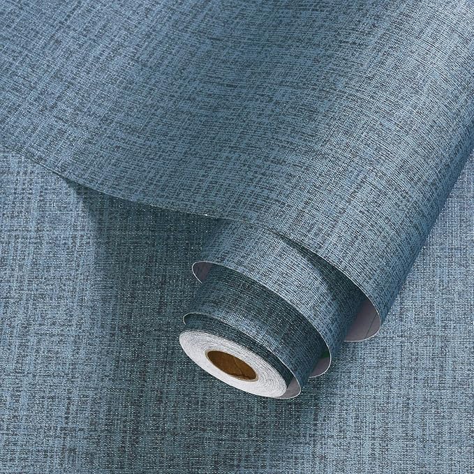 Blue Grasscloth Wallpaper Peel and Stick 472inch Textured Linen Contact Paper - Image 2